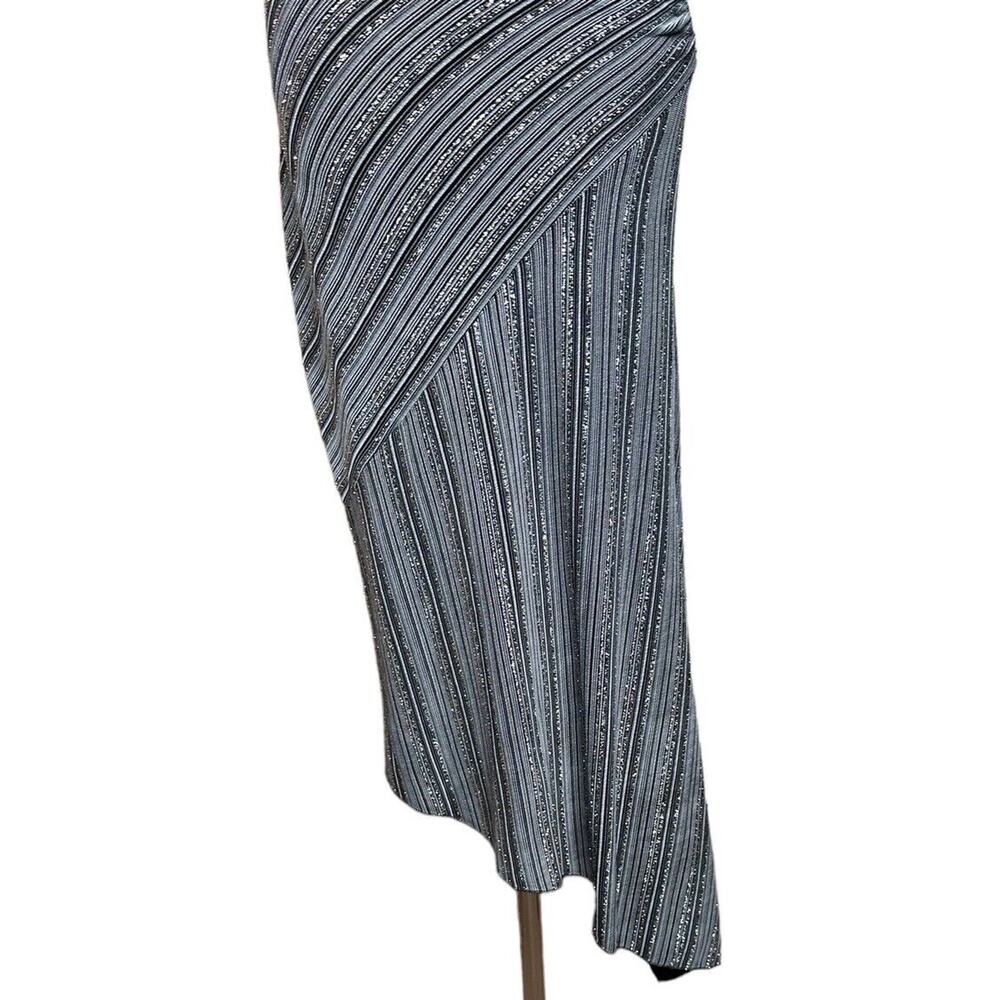 Vtg Y2K Charlotte Russe Black Silver Asymmetrical Hem Prom Party Halter Dress L - Picture 4 of 11